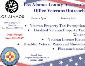 EVENT POSTPONED: Los Alamos County Assessor's Office Veterans Outreach @ Los Alamos County Assessor's Office | Los Alamos | New Mexico | United States