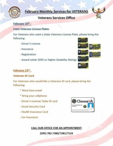 February Services for Veterans @ Please call office for location