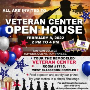 San Juan College Veterans Center Open House @ San Juan College Veteran Center Room #1715