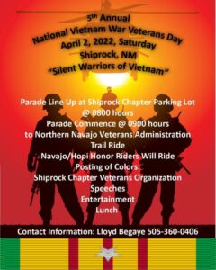 5th Annual National Vietnam War Veterans Day @ Shiprock Chapter Parking Lot