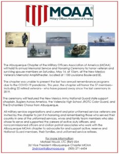 Albuquerque MOAA Chapter Memorial Service @ New Mexico Veterans Memorial | Albuquerque | New Mexico | United States