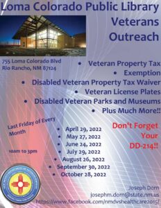 Loma Colorado Library Veterans Outreach @ Loma Colorado Library | Rio Rancho | New Mexico | United States
