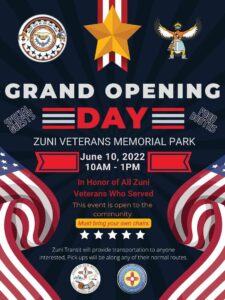 Zuni Veterans Memorial Park Grand Opening @ Zuni Memorial Park | Zuni | New Mexico | United States