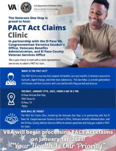 El PASO PACT Act Claims Clinic @ El PASO Veteran One Stop | El Paso | Texas | United States