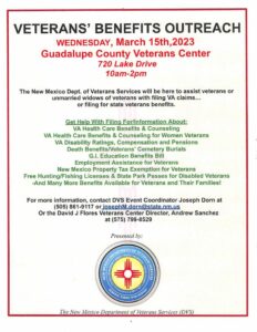 Guadalupe County Veterans Outreach @ David Florez Veterans Center | Santa Rosa | New Mexico | United States
