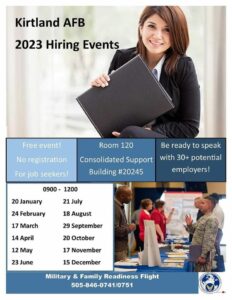 KAFB 2023 Hiring Events @ Military and Family Readiness Flight | Albuquerque | New Mexico | United States