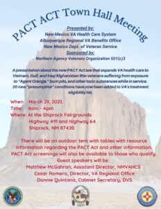 Shiprock Bringing VA Benefits Home Event/Shiprock VA PACT ACT Townhall Meeting @ Northern Agency Veterans Organization | Shiprock | New Mexico | United States