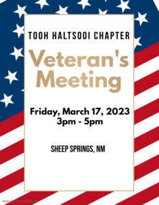 TOOH HALTSOOI CHAPTER Veteran's Meeting @ Sheep Springs, New Mexico