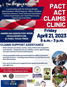 El Paso VA PACT ACT CLAIMS CLINIC @ American Legion Post #598