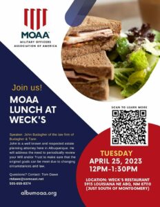 MOAA Lunch @ Wecks @ Wecks | Albuquerque | New Mexico | United States