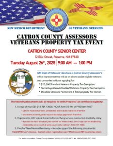 Catron County Tax Exemption and Park Pass Event @ Catron County Senior Center | Reserve | New Mexico | United States