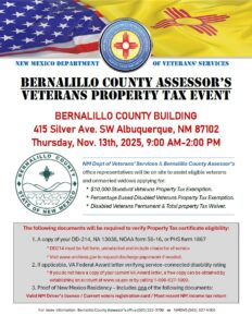 Bernalillo County Veterans Property Tax Event @ Bernalillo County Building | Albuquerque | New Mexico | United States