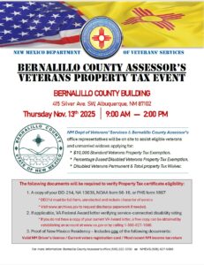 Bernalillo County Veterans Property Tax Event @ Bernalillo County Building | Albuquerque | New Mexico | United States