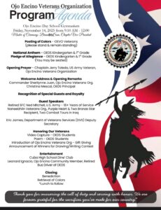 Ojo Encino Veterans Ceremony @ Ojo Encino Day School Gymnasium | Cuba | New Mexico | United States