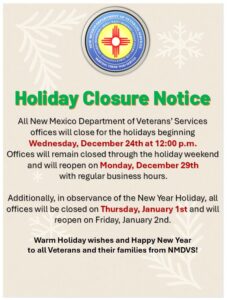 Holiday Closure 12/24 12:00PM - 12/28